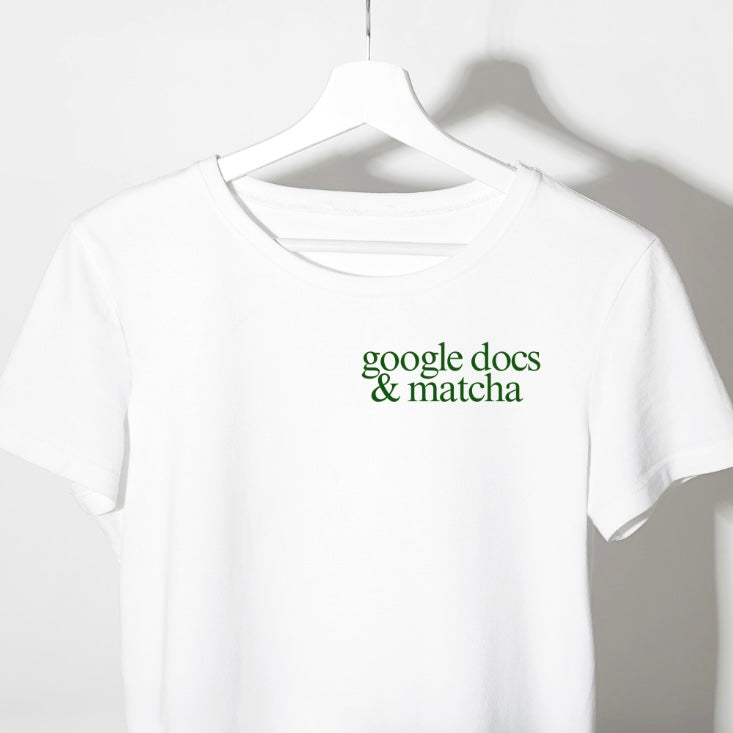google docs and matcha baby tee