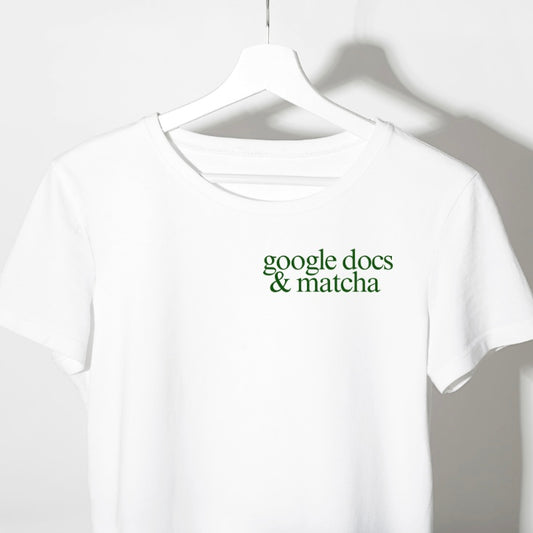 google docs and matcha baby tee