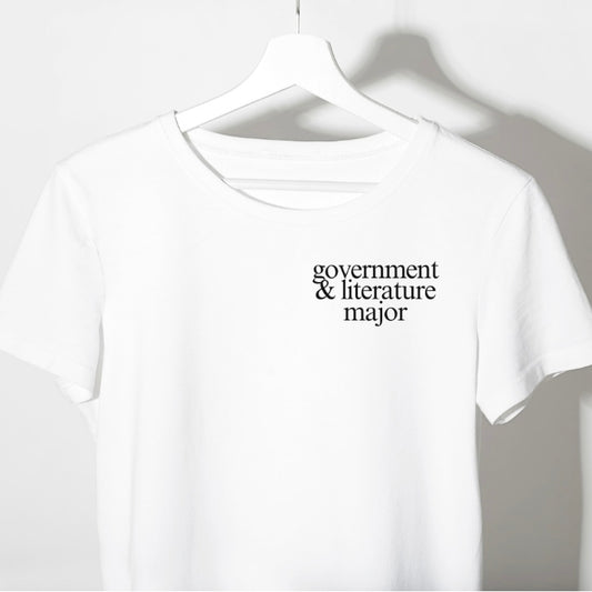 government and literature major baby tee
