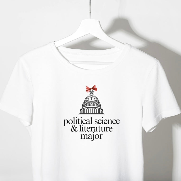 political science and literature major baby tee