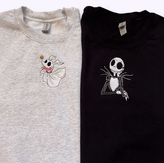 Jack Skellington and Zero Crewnecks