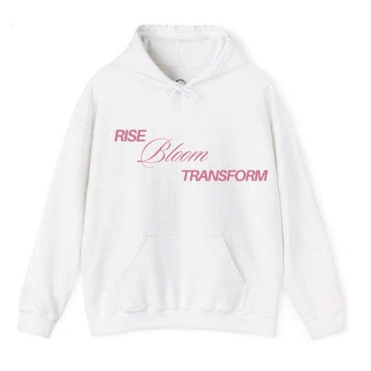 rise bloom transform white hoodie