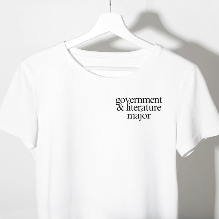 government and literature major baby tee